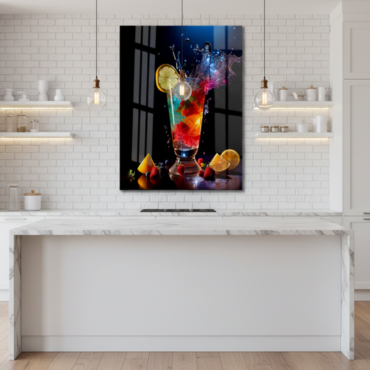 Mockup Cocktail Glass Wall Art in Kitchen