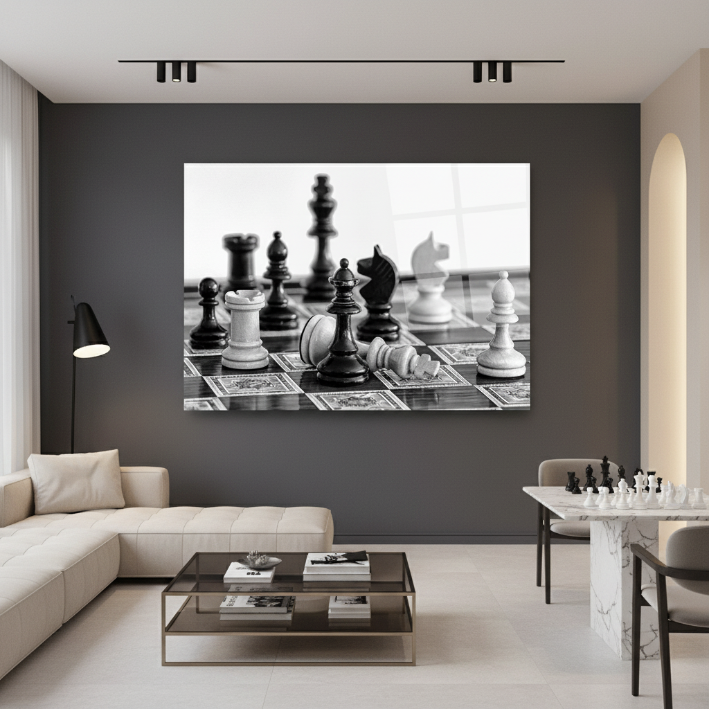 Mockup scacchi in lounge contemporanea