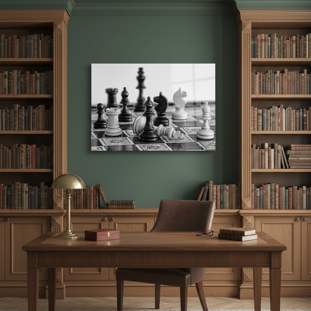 Mockup scacchi in studio classico
