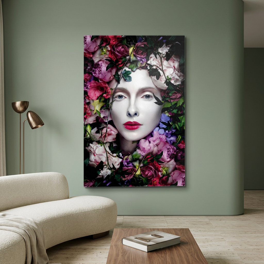 Mockup soggiorno con parete salvia