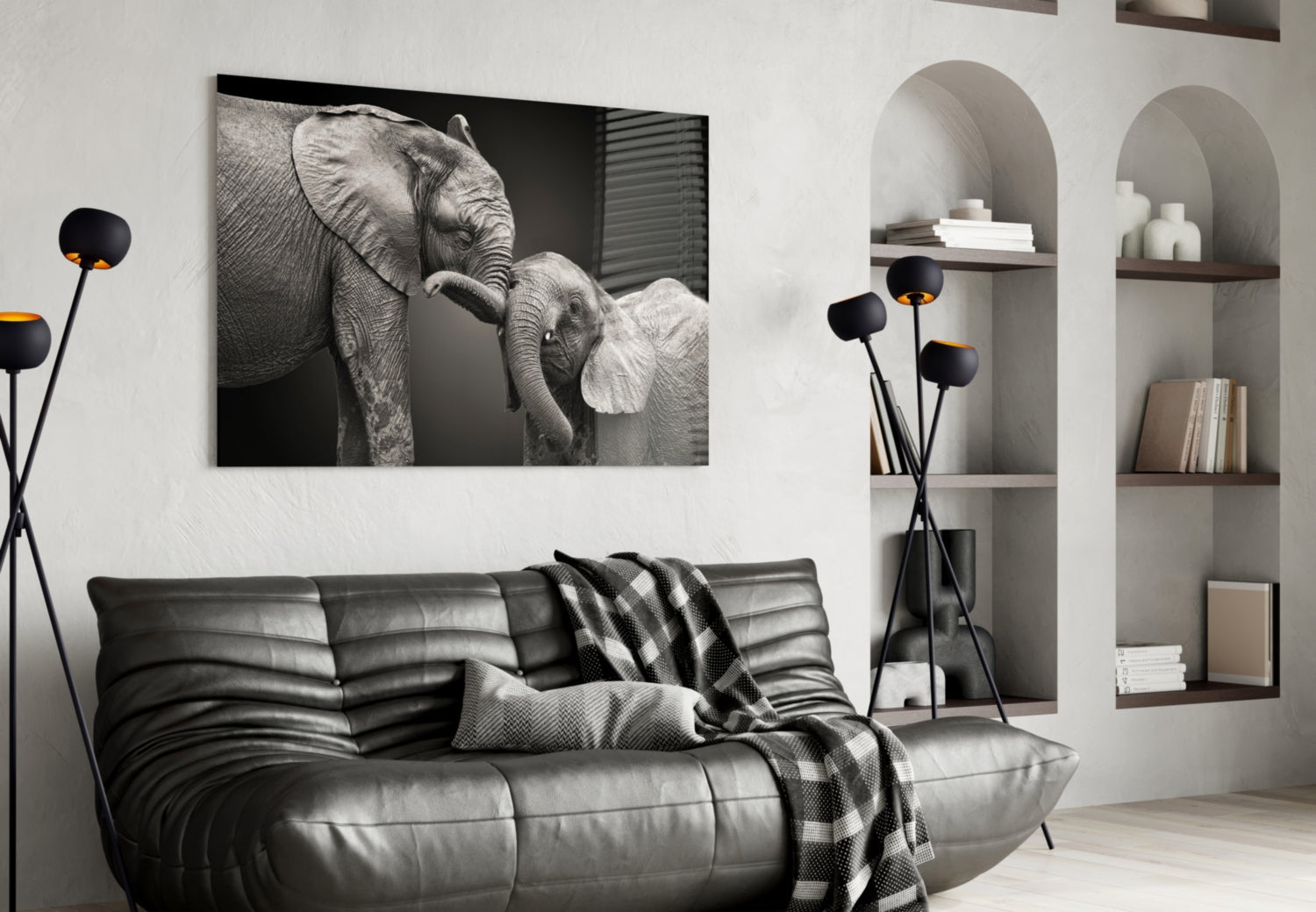 Elephants Glass Wall Art