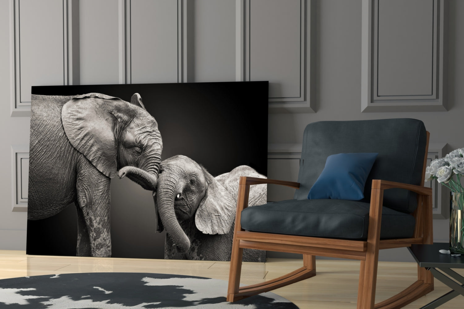 Elephants Glass Wall Art