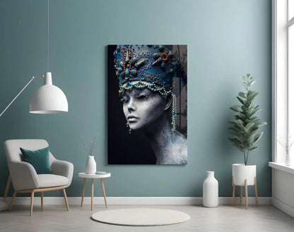 Woman Portrait 38 Glass Wall Art - LUXARTDECO