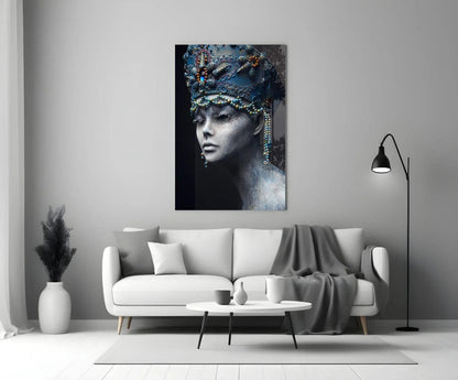 Woman Portrait 38 Glass Wall Art - LUXARTDECO