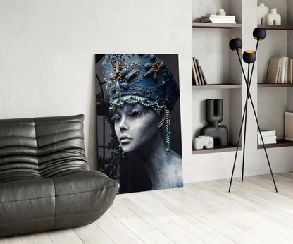 Woman Portrait 38 Glass Wall Art - LUXARTDECO
