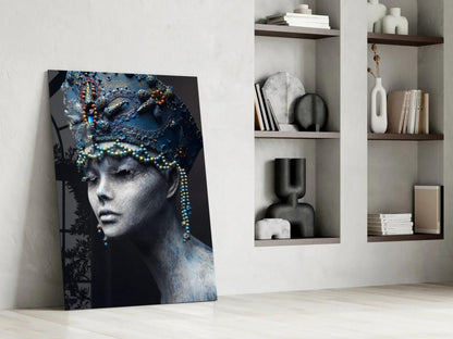 Woman Portrait 38 Glass Wall Art - LUXARTDECO