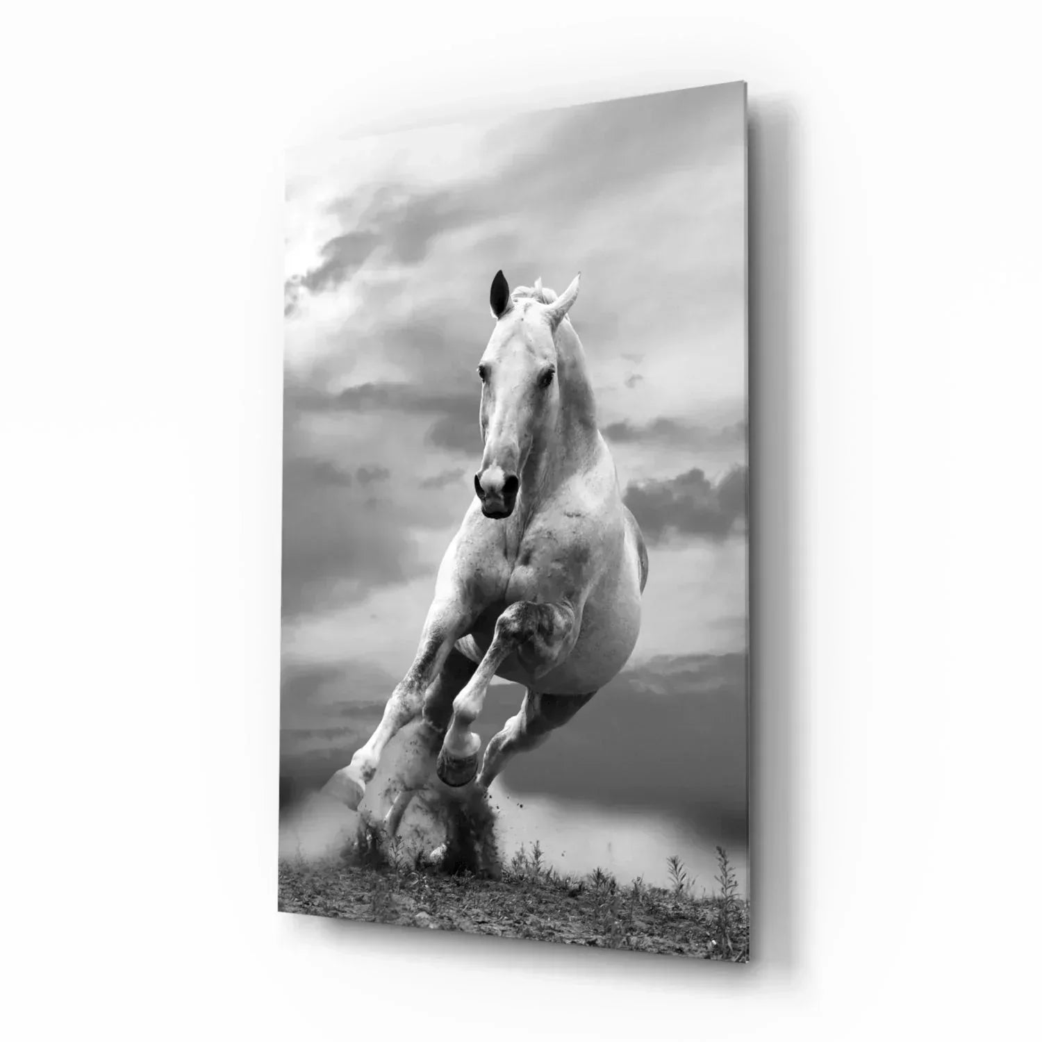 Running Horse Glass Wall Art - LUXARTDECO