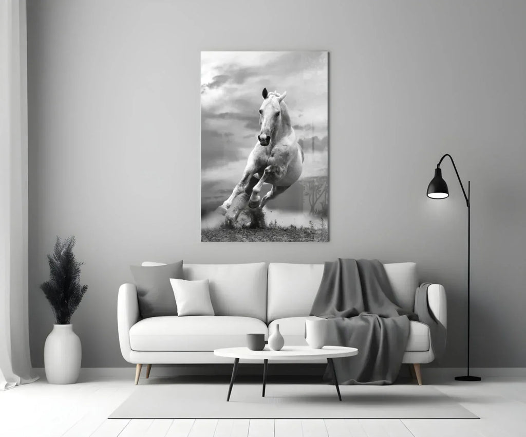Running Horse Glass Wall Art - LUXARTDECO