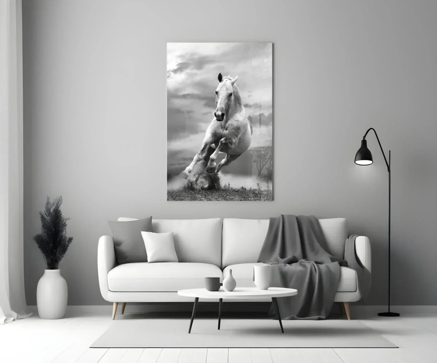 Running Horse Glass Wall Art - LUXARTDECO