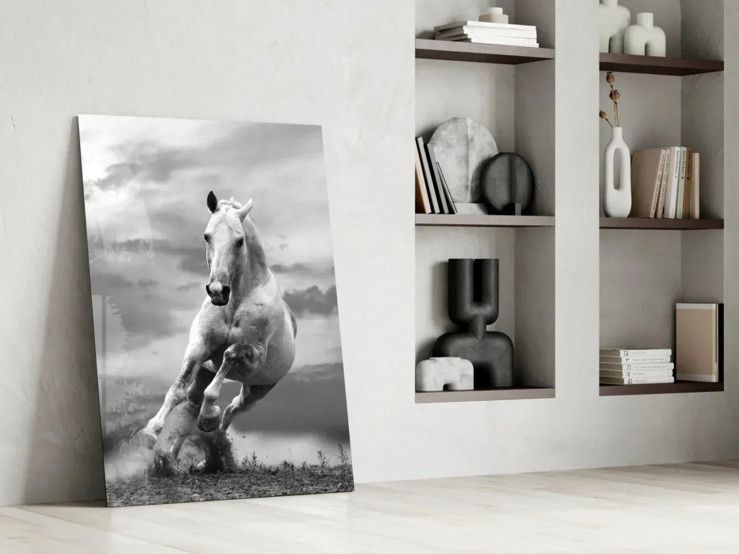 Running Horse Glass Wall Art - LUXARTDECO