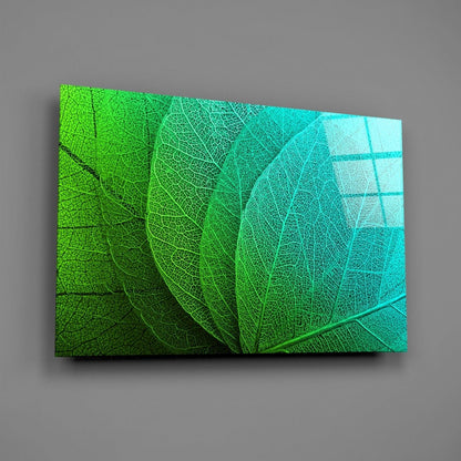 Green Leaf Glass Wall Art