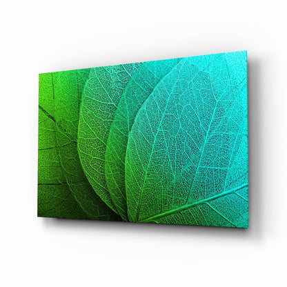 Green Leaf Glass Wall Art