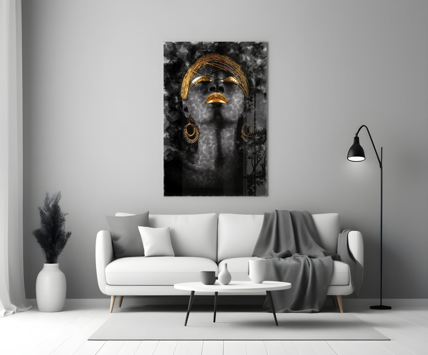 African Woman Portrait Glass Wall Art