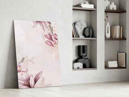 Pink Flower Pattern Glass Wall Art - LUXARTDECO