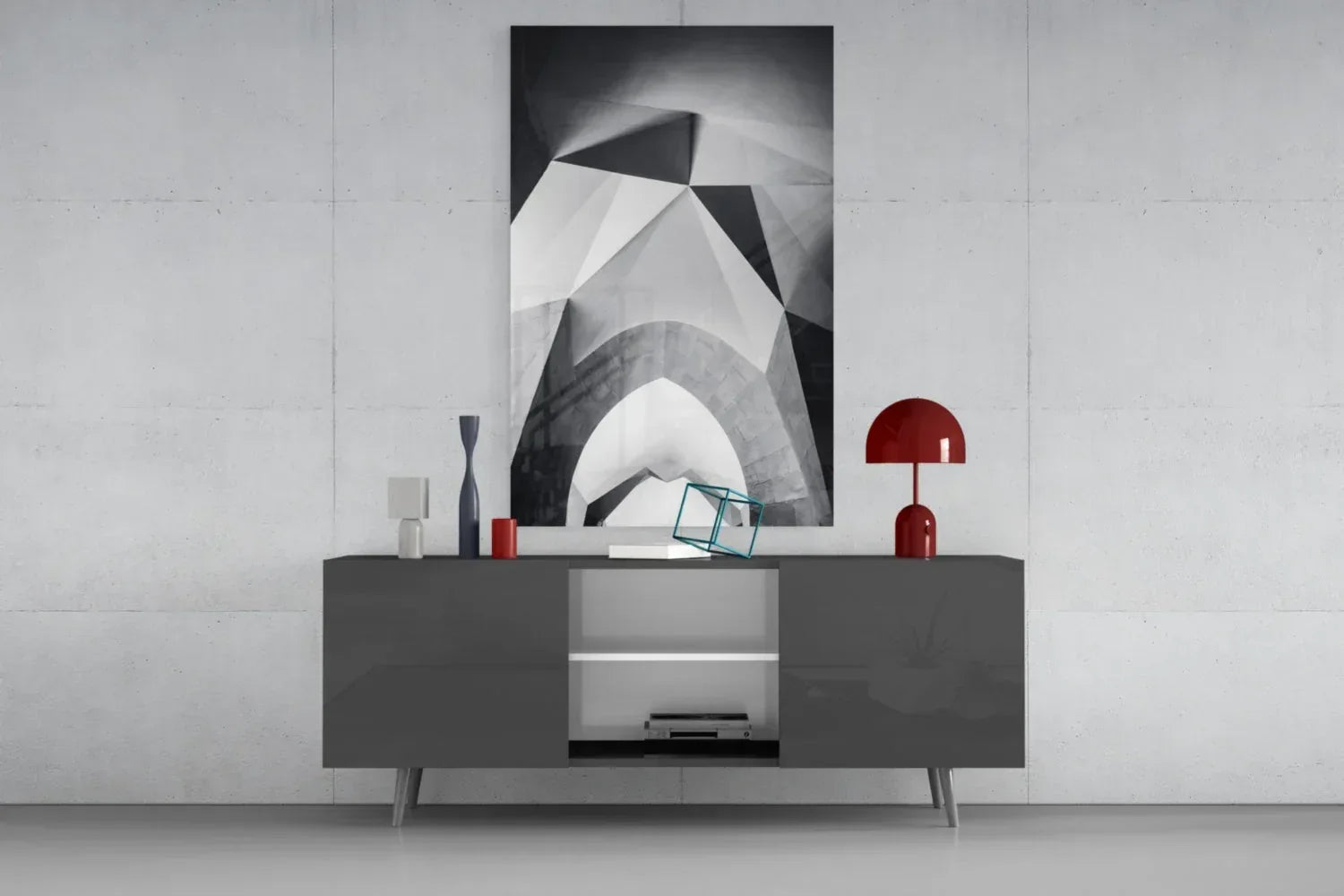 Architectural Geometric Shapes Glass Wall Art - LUXARTDECO