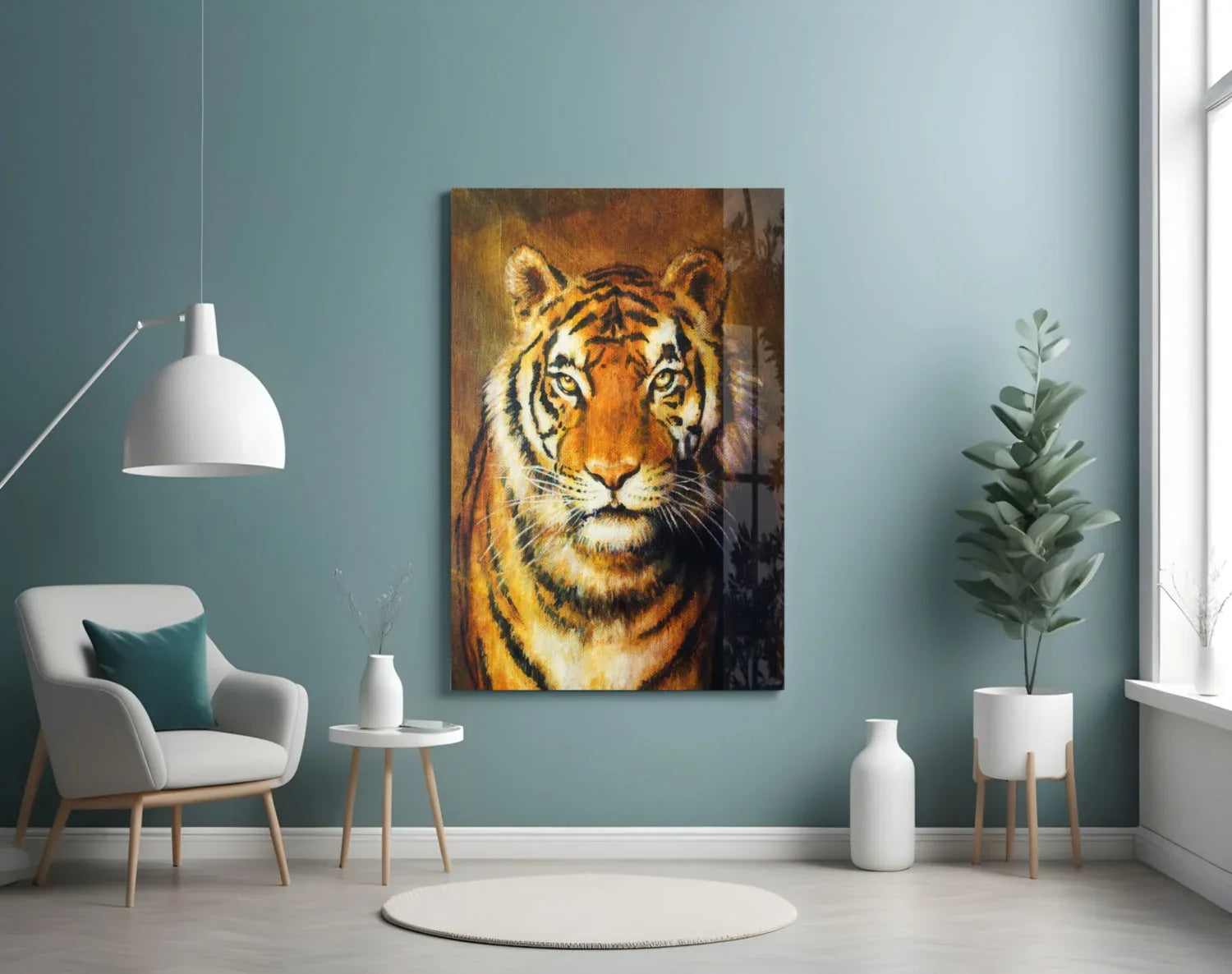 Tiger Glass Wall Art - LUXARTDECO