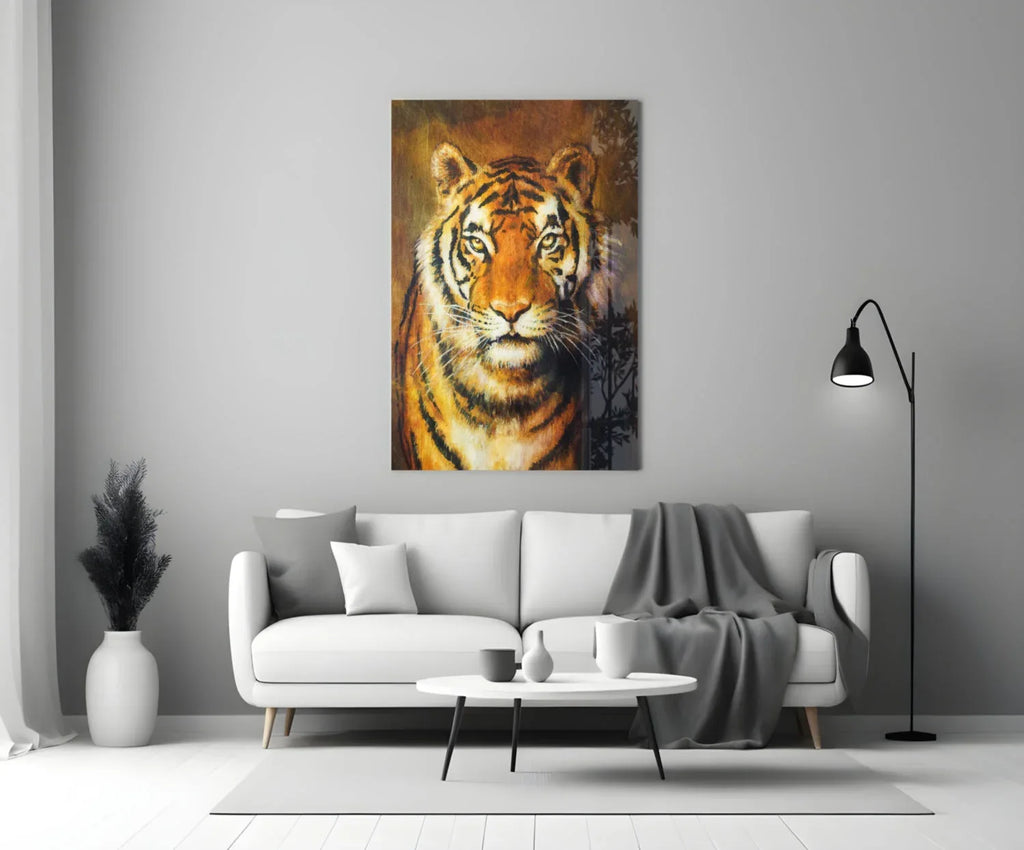 Tiger Glass Wall Art - LUXARTDECO