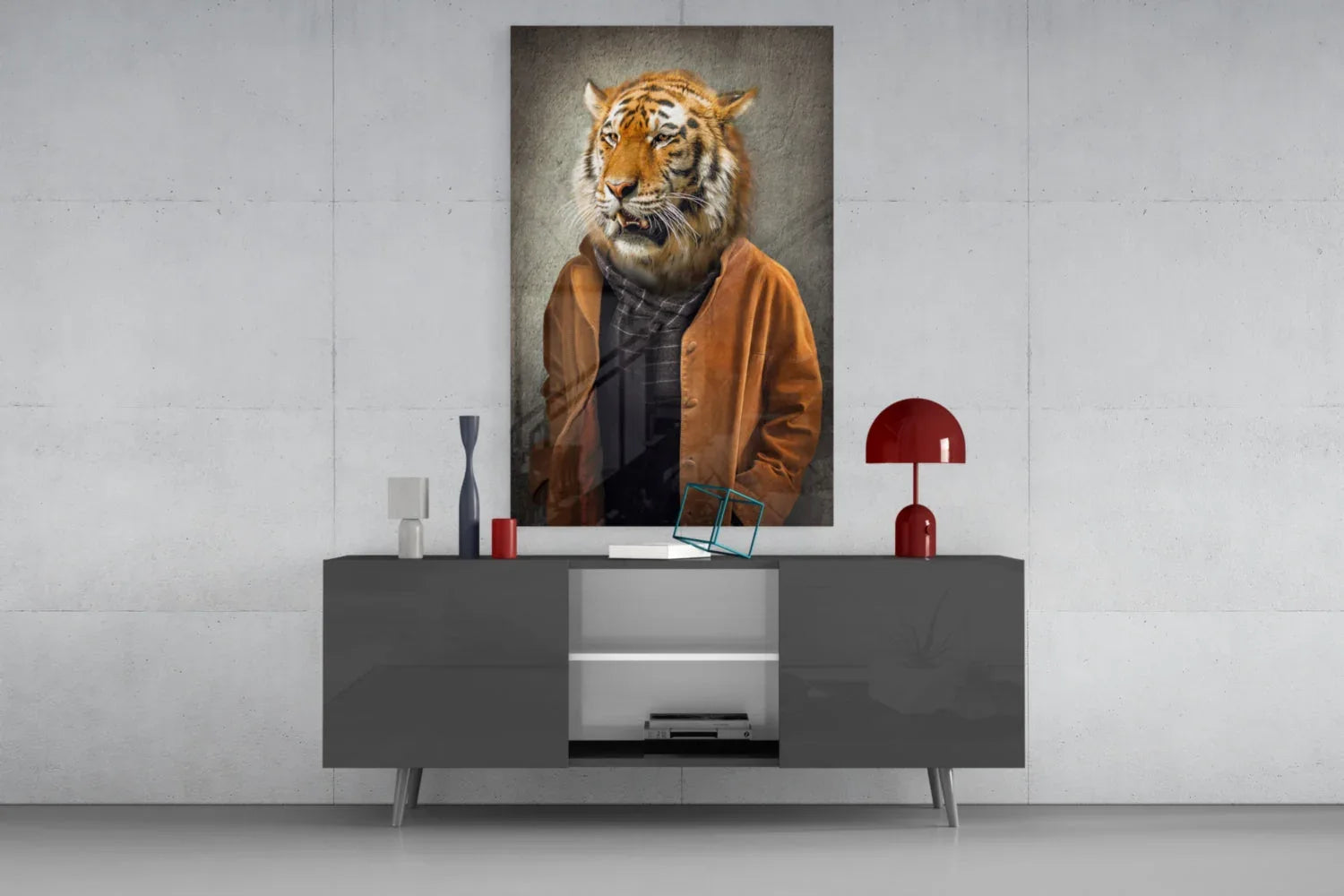 Tiger Head Glass Wall Art - LUXARTDECO