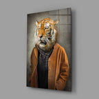 Tiger Head Glass Wall Art - LUXARTDECO