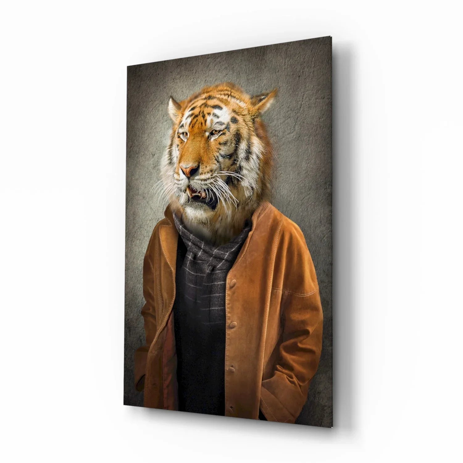Tiger Head Glass Wall Art - LUXARTDECO