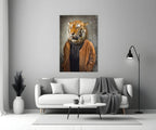 Tiger Head Glass Wall Art - LUXARTDECO