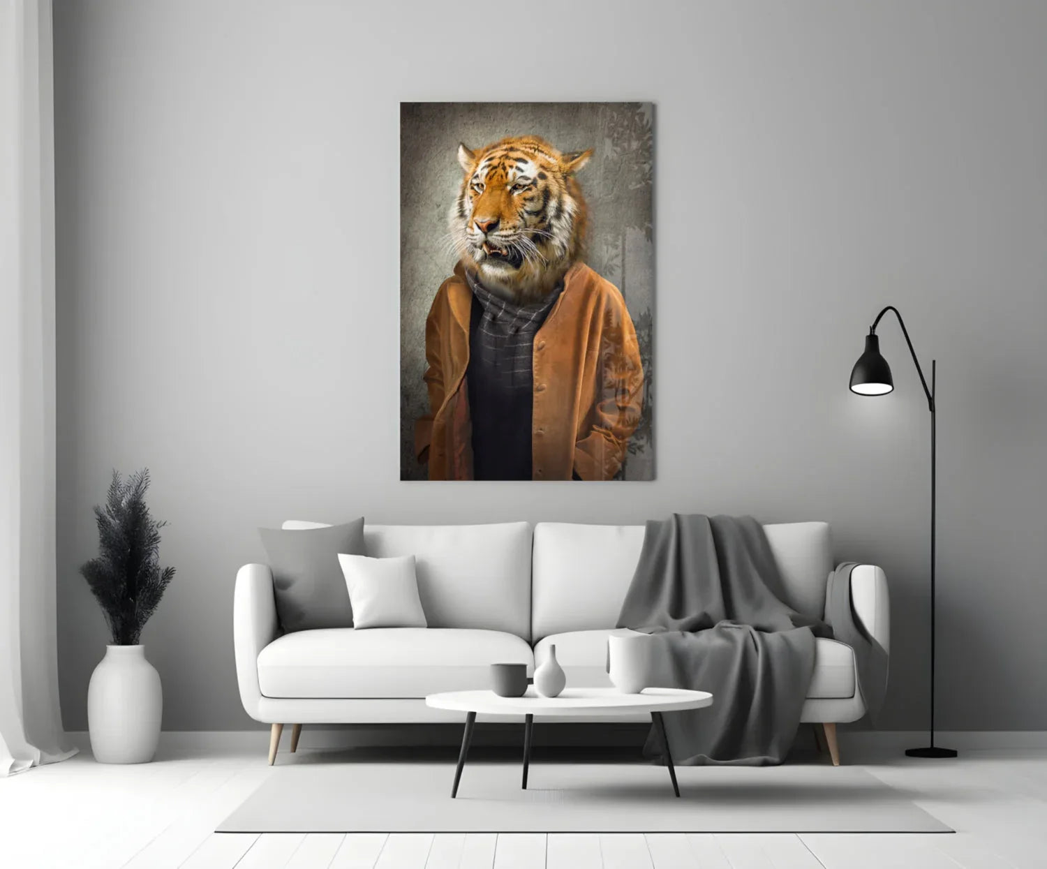 Tiger Head Glass Wall Art - LUXARTDECO