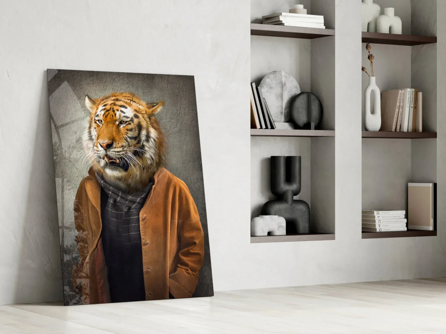 Tiger Head Glass Wall Art - LUXARTDECO