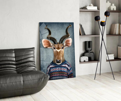 Deer Head Glass Wall Art - LUXARTDECO
