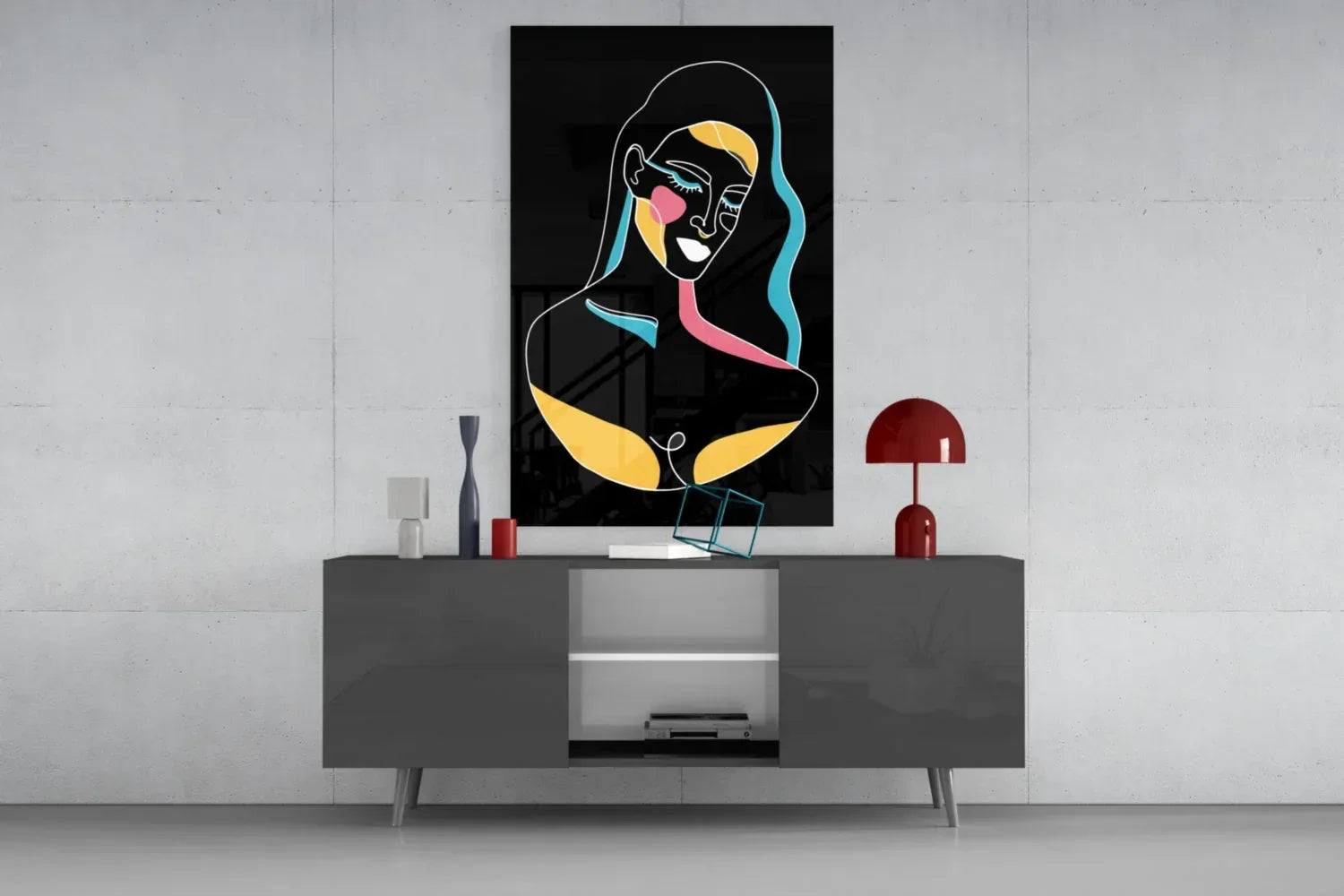 Abstract Colorful Portrait Glass Wall Art - LUXARTDECO