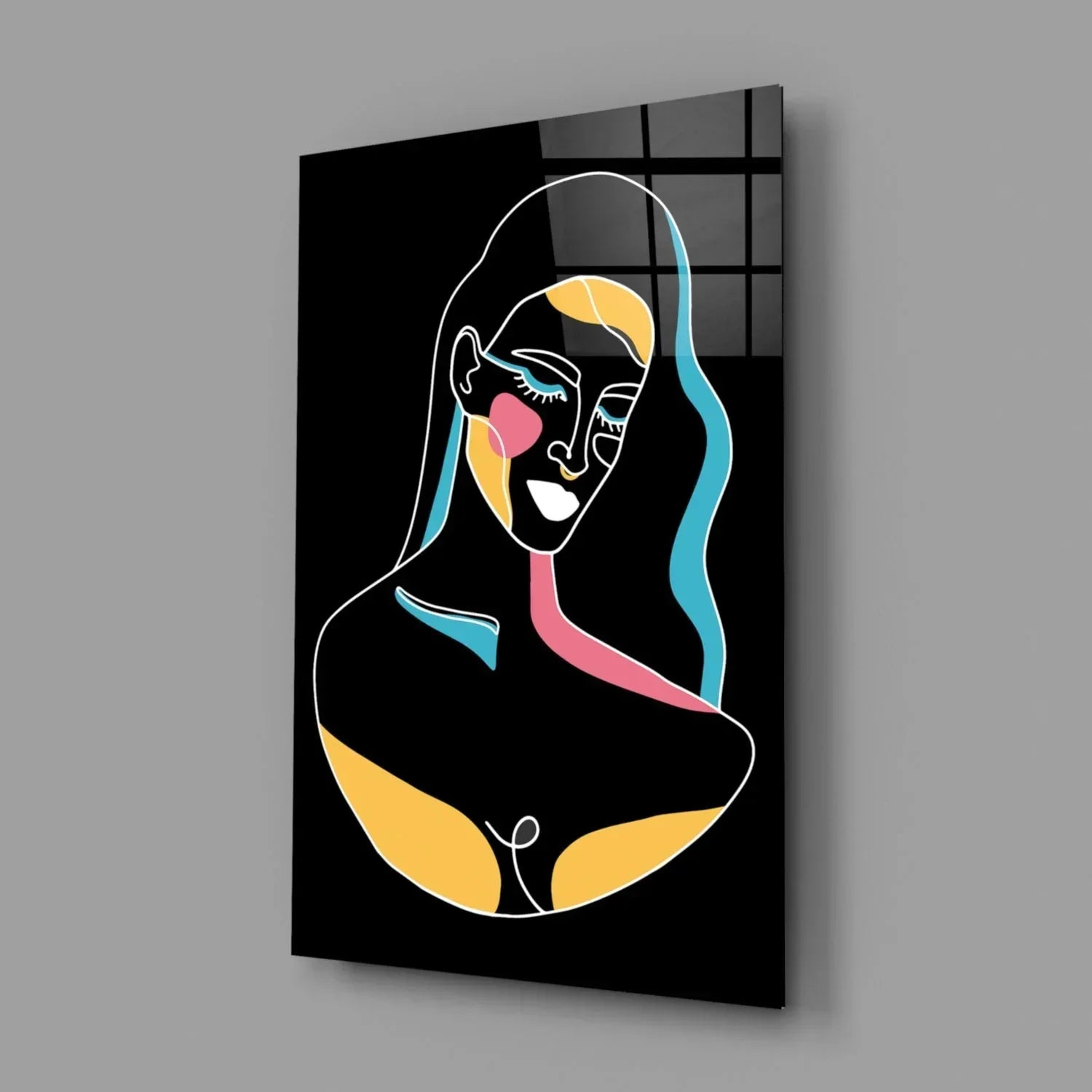 Abstract Colorful Portrait Glass Wall Art - LUXARTDECO