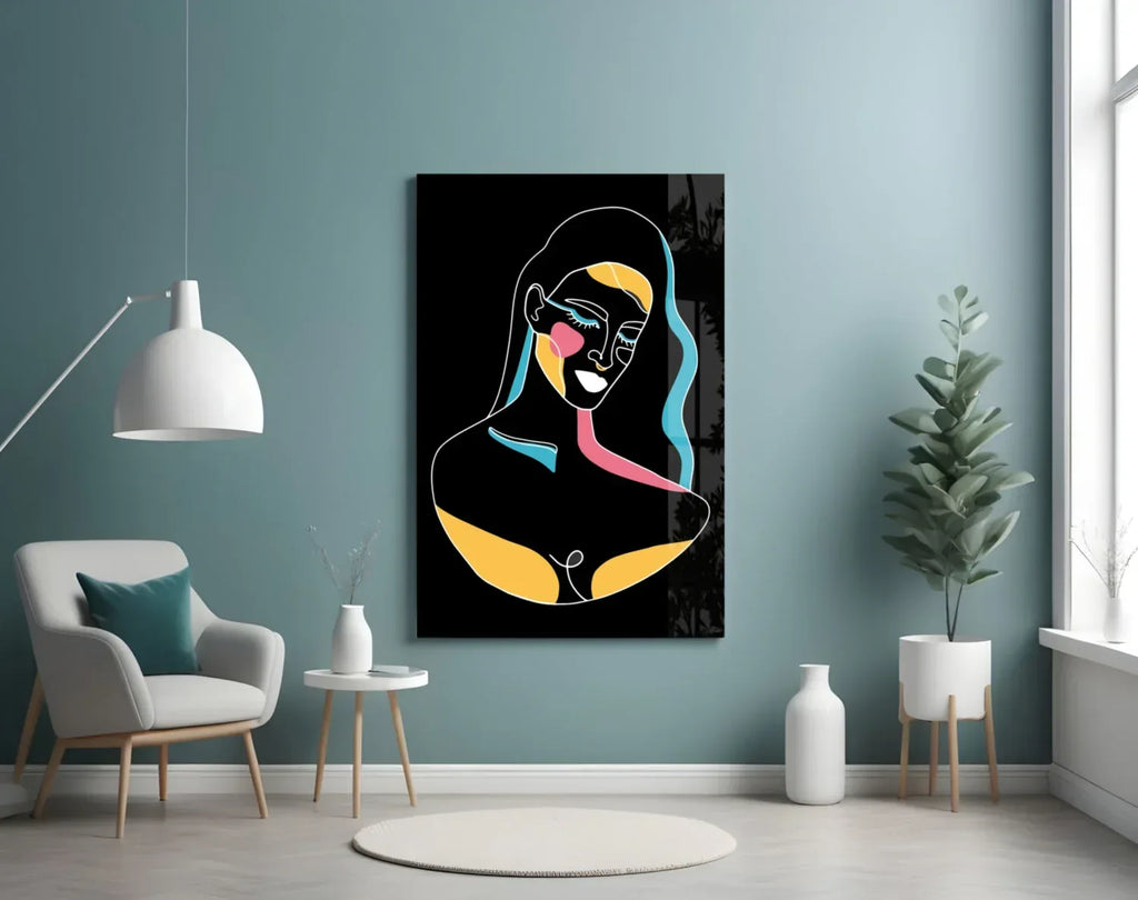 Abstract Colorful Portrait Glass Wall Art - LUXARTDECO