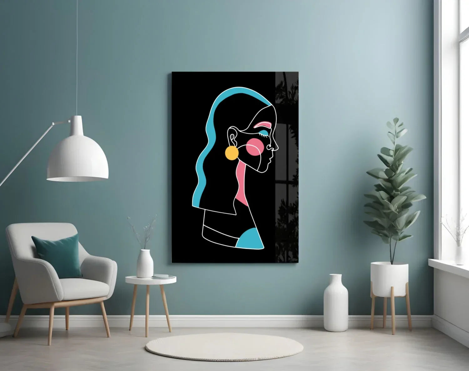 Abstract Colorful Portrait Glass Wall Art - LUXARTDECO