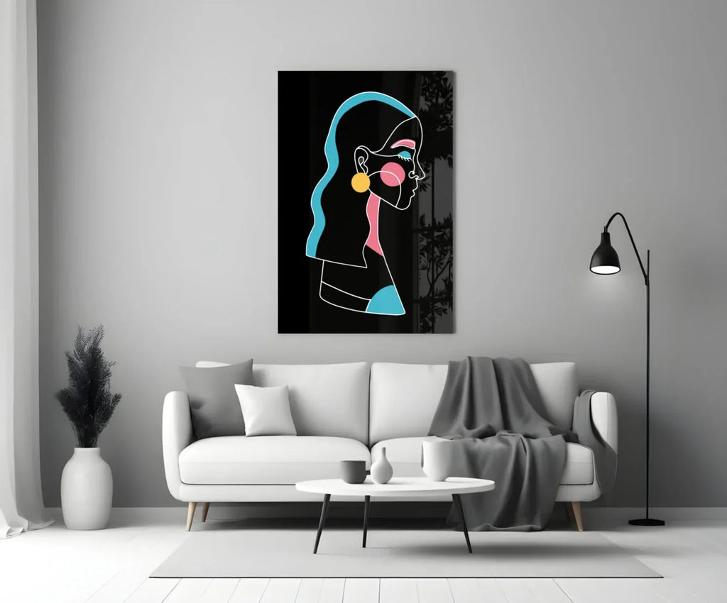 Abstract Colorful Portrait Glass Wall Art - LUXARTDECO