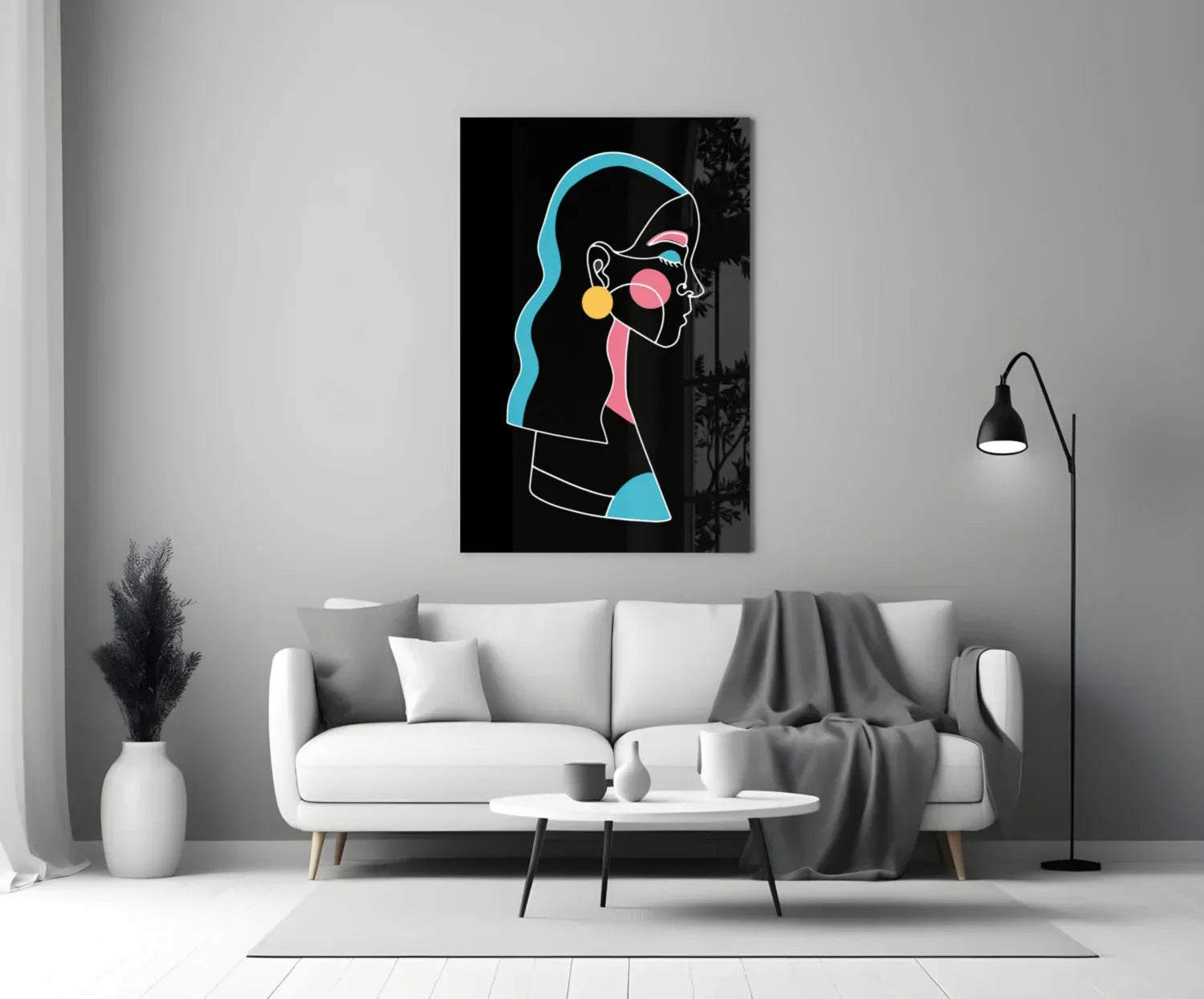 Abstract Colorful Portrait Glass Wall Art - LUXARTDECO