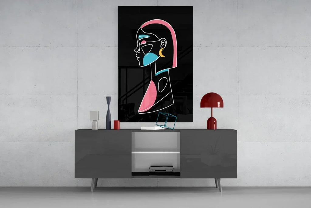 Abstract Colorful Portrait Glass Wall Art - LUXARTDECO