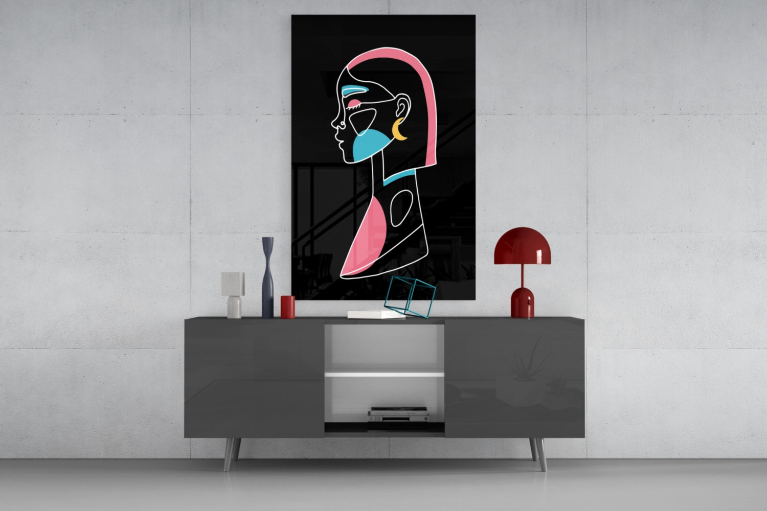 Abstract Colorful Portrait Glass Wall Art