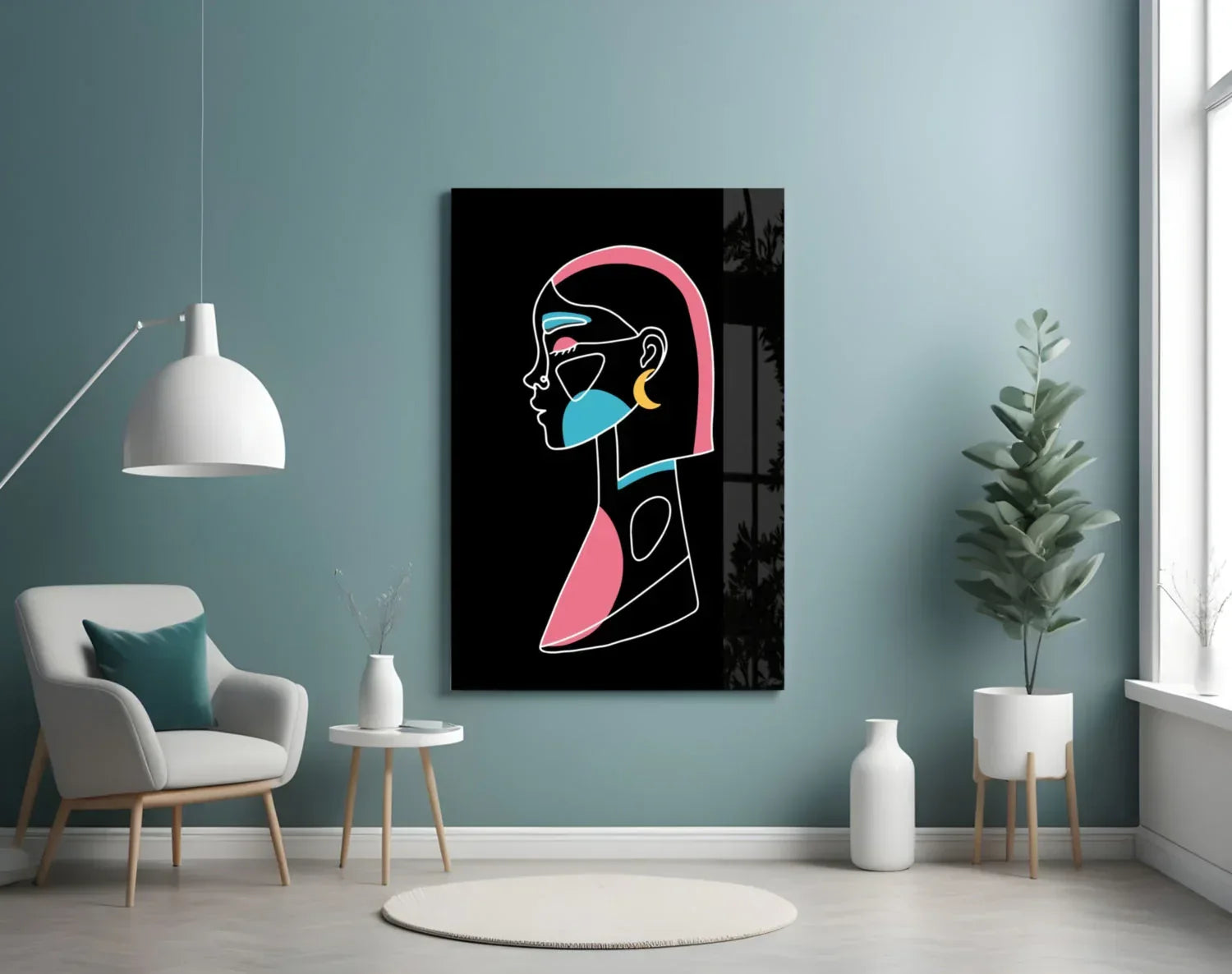 Abstract Colorful Portrait Glass Wall Art - LUXARTDECO