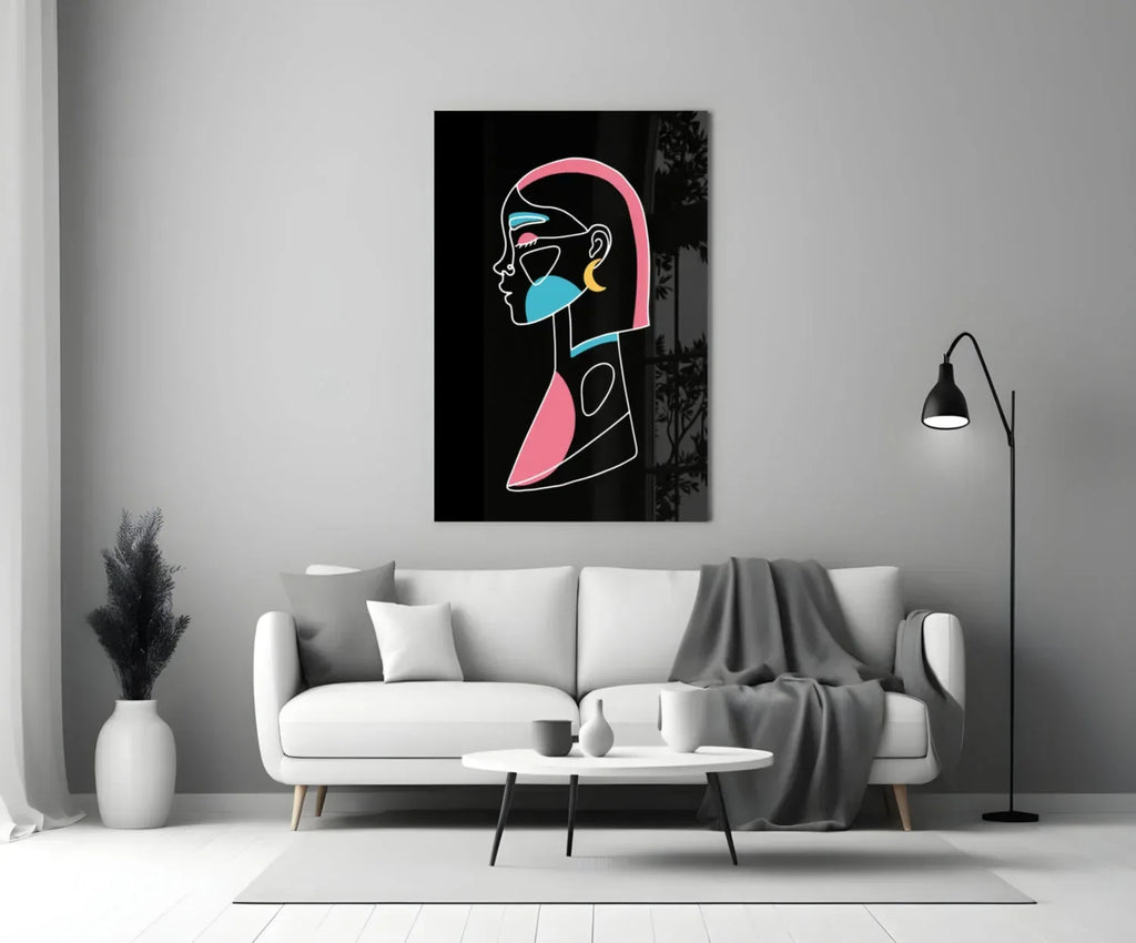 Abstract Colorful Portrait Glass Wall Art - LUXARTDECO