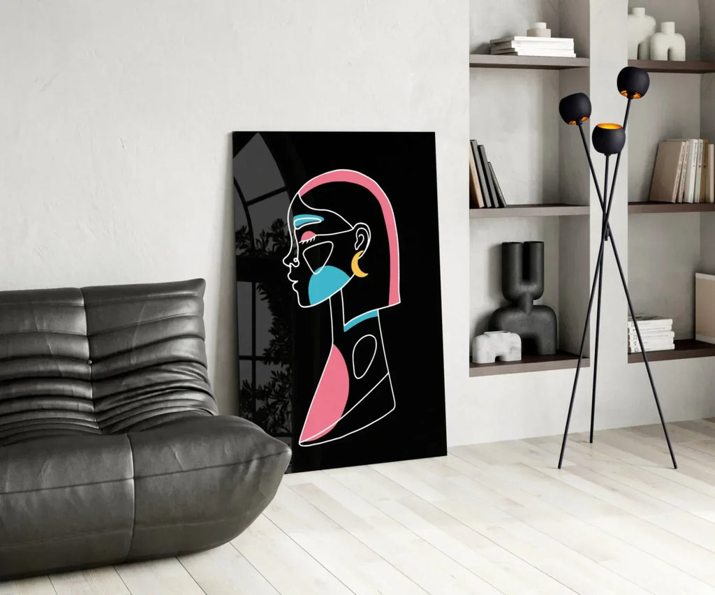 Abstract Colorful Portrait Glass Wall Art - LUXARTDECO