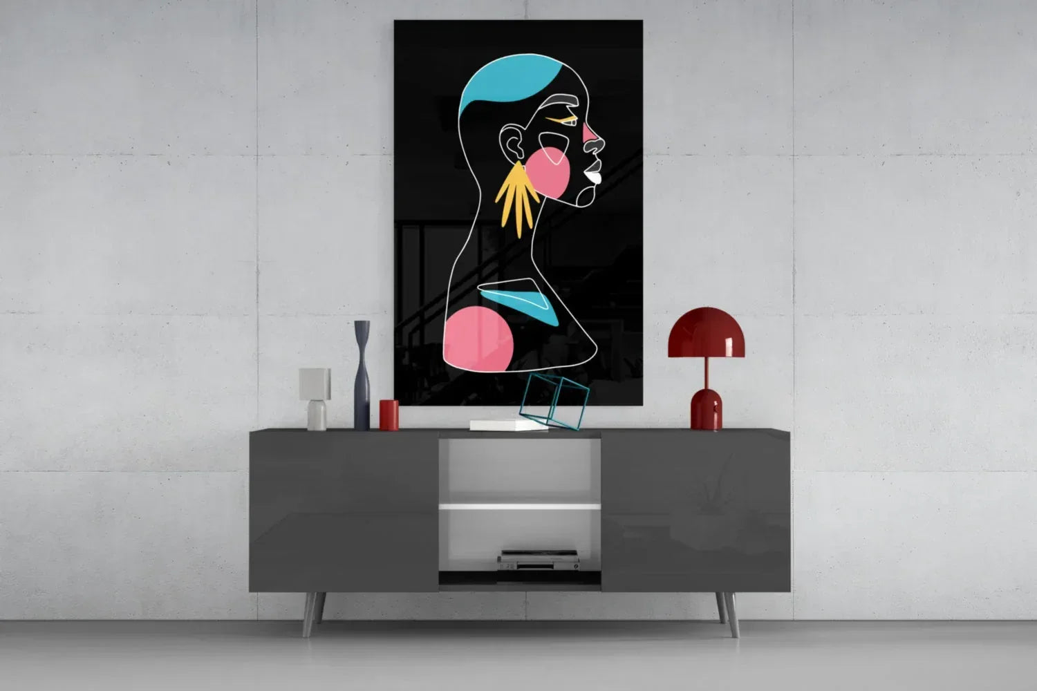 Abstract Colorful Portrait Glass Wall Art - LUXARTDECO