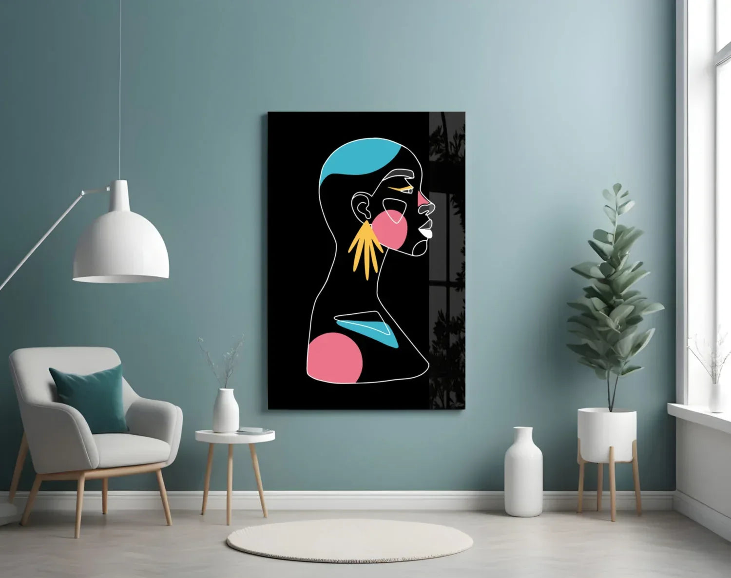 Abstract Colorful Portrait Glass Wall Art - LUXARTDECO