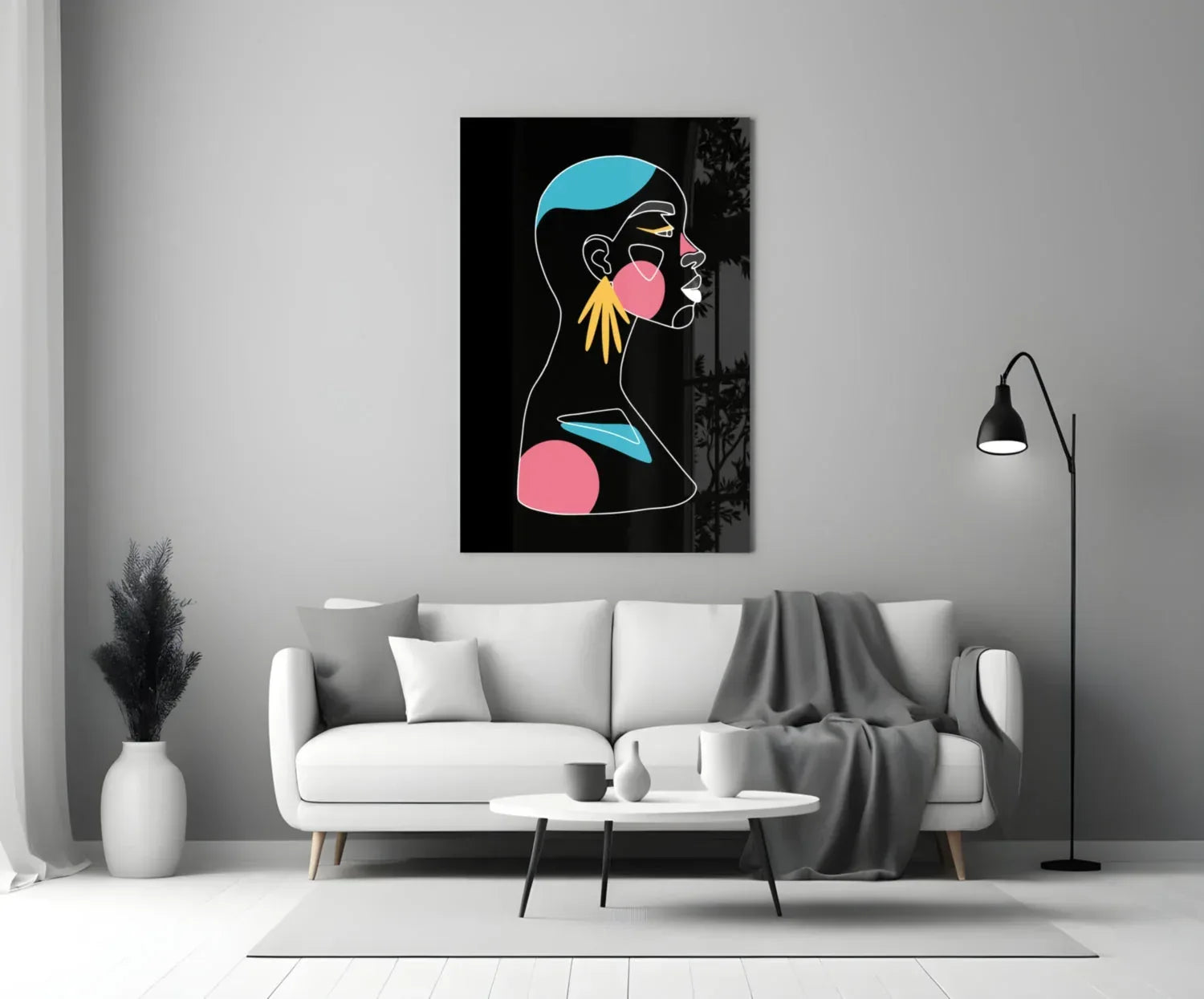 Abstract Colorful Portrait Glass Wall Art - LUXARTDECO