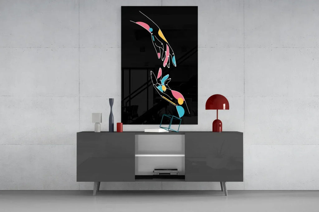 Abstract Colorful Hands Glass Wall Art - LUXARTDECO