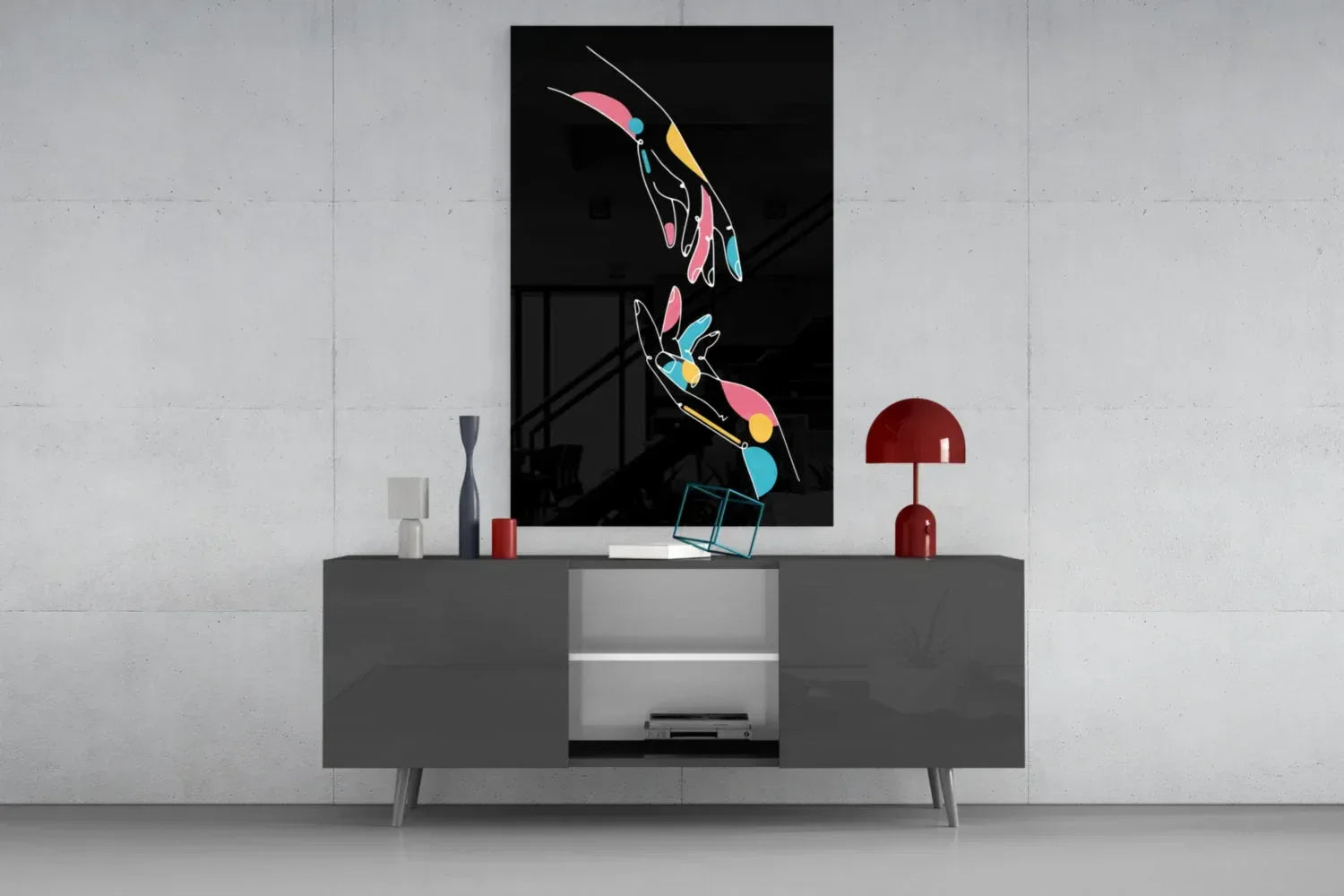 Abstract Colorful Hands Glass Wall Art - LUXARTDECO