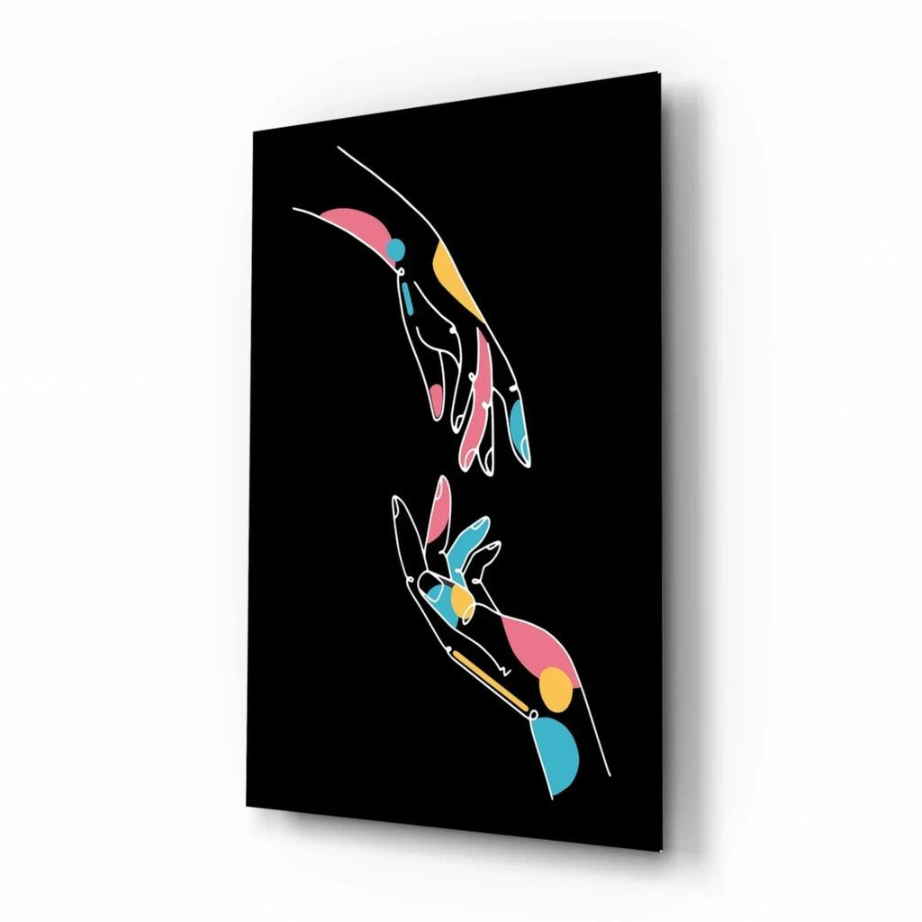 Abstract Colorful Hands Glass Wall Art - LUXARTDECO
