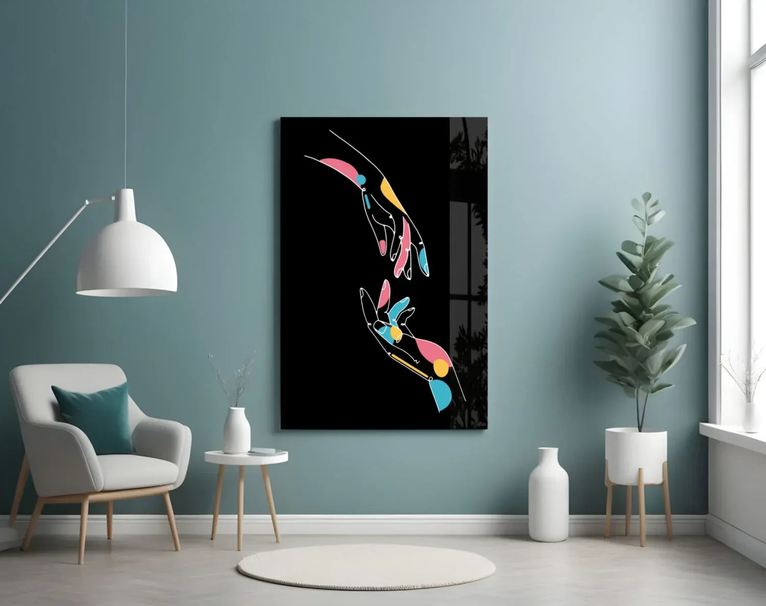 Abstract Colorful Hands Glass Wall Art - LUXARTDECO