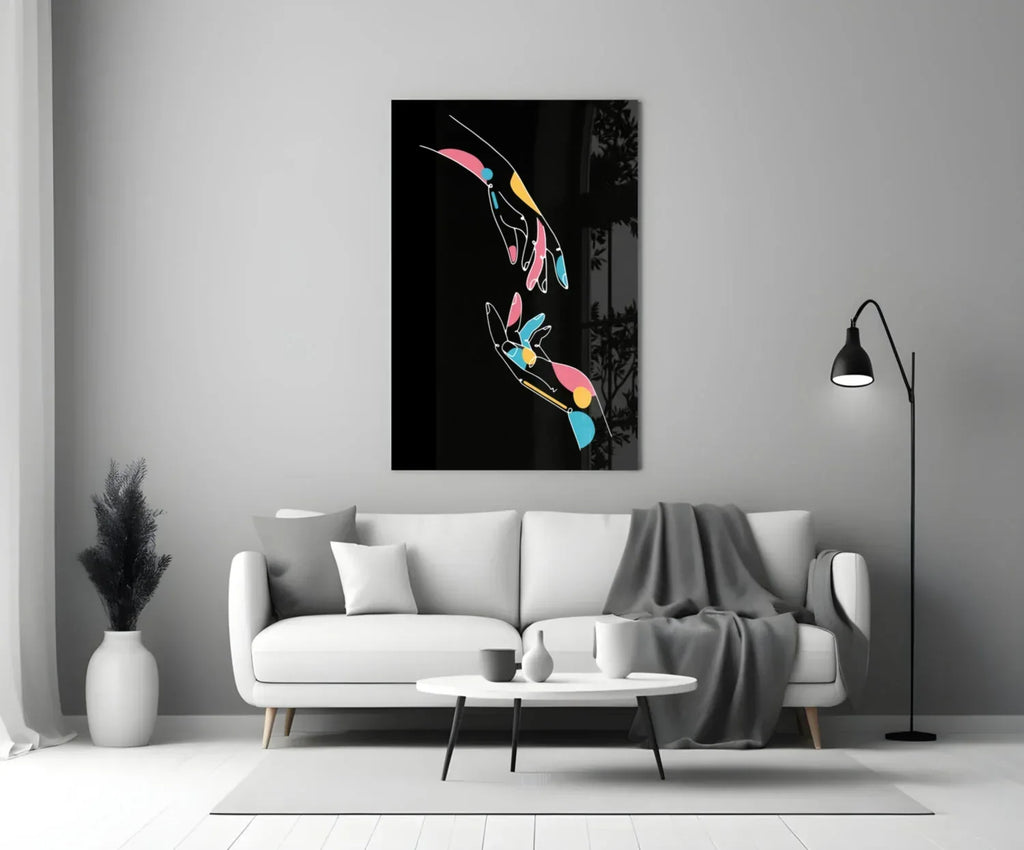 Abstract Colorful Hands Glass Wall Art - LUXARTDECO