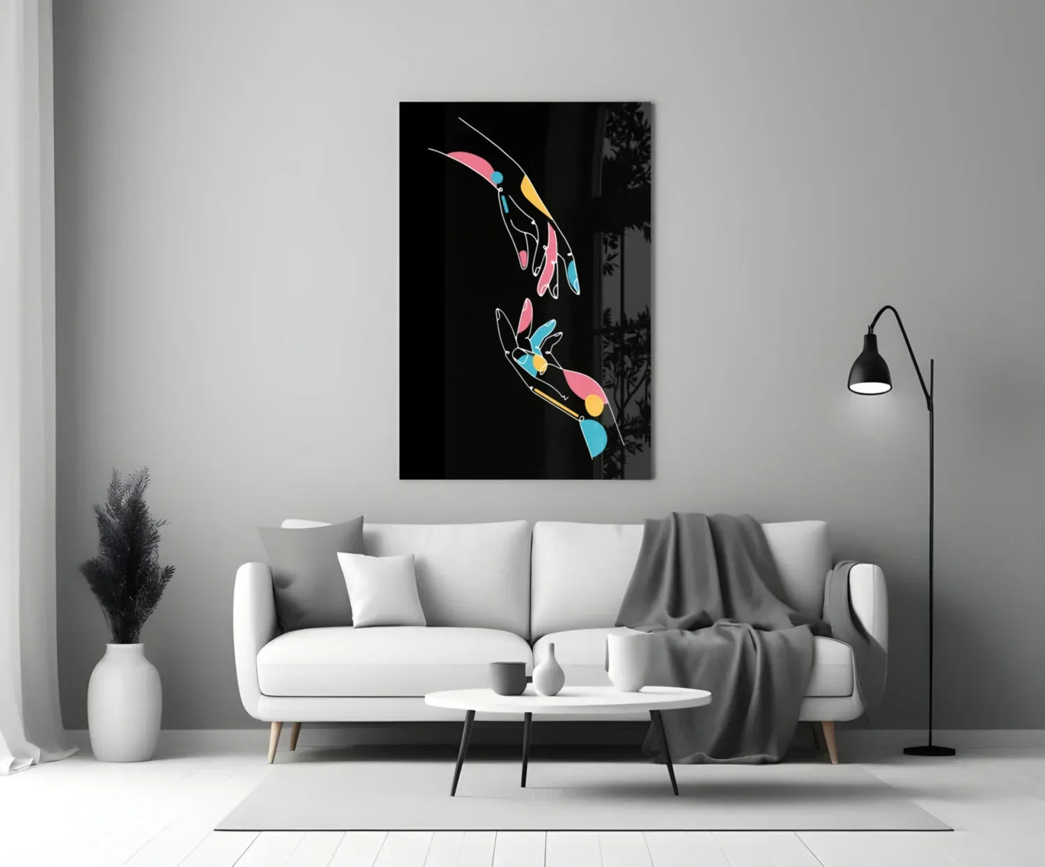 Abstract Colorful Hands Glass Wall Art - LUXARTDECO