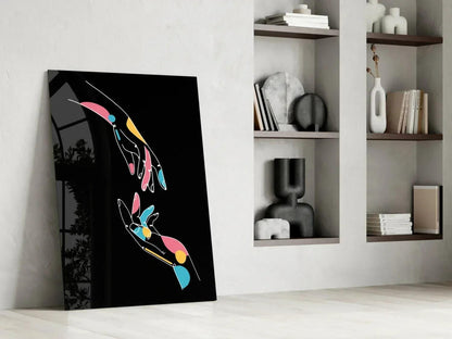 Abstract Colorful Hands Glass Wall Art - LUXARTDECO