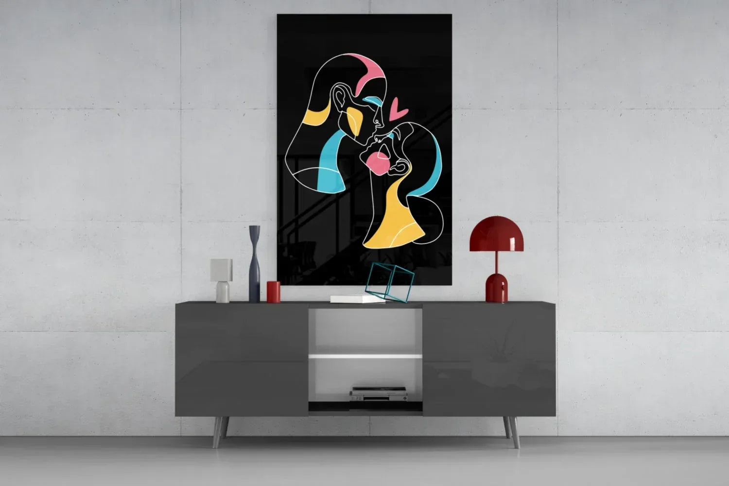 Abstract Colorful Portrait Glass Wall Art - LUXARTDECO
